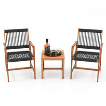 Load image into Gallery viewer, 3 Pieces Acacia Wood Patio Furniture Set with Armchairs Coffee Table
