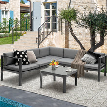 Load image into Gallery viewer, 3 Pieces Aluminum Patio Furniture Set with 6-Level Adjustable Backrest-Gray
