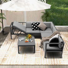 Load image into Gallery viewer, 3 Pieces Aluminum Patio Furniture Set with 6-Level Adjustable Backrest-Gray

