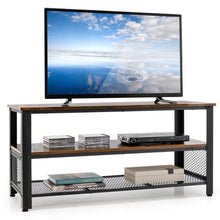 Load image into Gallery viewer, 3-Tier Industrial Entertainment TV Stand with Metal Mesh Shelf
