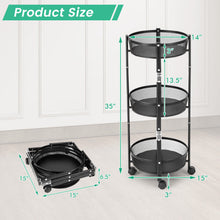 Load image into Gallery viewer, 3-Tier Rotating 1-Second folding Storage Rack Metal-Round
