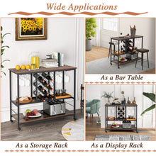 Load image into Gallery viewer, 3-Tier Wine Bar Cabinet wit 8 Bottles Rack and 12 Glasses Hanger-Rustic Brown
