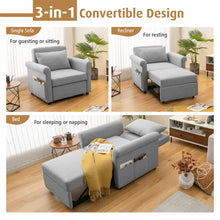 Load image into Gallery viewer, 3-in-1 Pull-out Convertible Adjustable Reclining Sofa Bed-Gray
