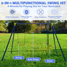 Load image into Gallery viewer, 3-in-1 Outdoor Swing Set for Kids Aged 3 to 10
