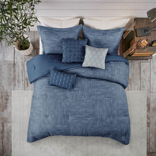 Load image into Gallery viewer, Madison Park Walter 100% Polyester Printed Seersucker 7Pcs Comforter Set - King - Navy MP10-7130 By Olliix
