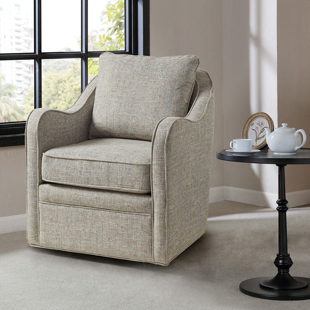 Madison Park Brianne Brianne Wide Seat Swivel Arm Chair- Grey Multi MP103-0985 By Olliix