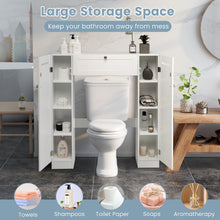Load image into Gallery viewer, 2-Door Freestanding Toilet Sorage Cabinet with Adjustable Shelves and Toilet Paper Holders
