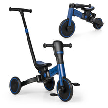 Load image into Gallery viewer, 4-in-1 Kids Tricycle with Adjustable Parent Push Handle and Detachable Pedals-Blue
