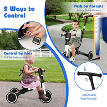 Load image into Gallery viewer, 4-in-1 Kids Tricycle with Adjustable Parent Push Handle and Detachable Pedals-White
