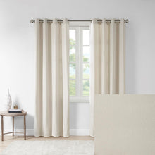 Load image into Gallery viewer, Madison Park Englewood 100% Polyester Solid Piece Dyed Grommet Top Window Panel- Natural MP40-6752 By Olliix
