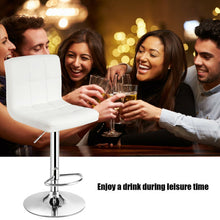Load image into Gallery viewer, Set of 2 Square Swivel Adjustable PU Leather Bar Stools with Back and Footrest-White
