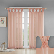 Load image into Gallery viewer, Floral Twist Tab Top Window Panel Embellished W/ Flower -50X63" Mp40-5647
