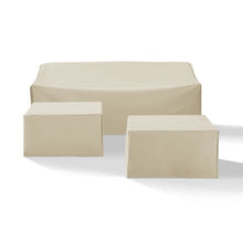 Load image into Gallery viewer, 3Pc Sectional Cover Set Tan - Sofa &amp; 2 Square Table/Ottoman
