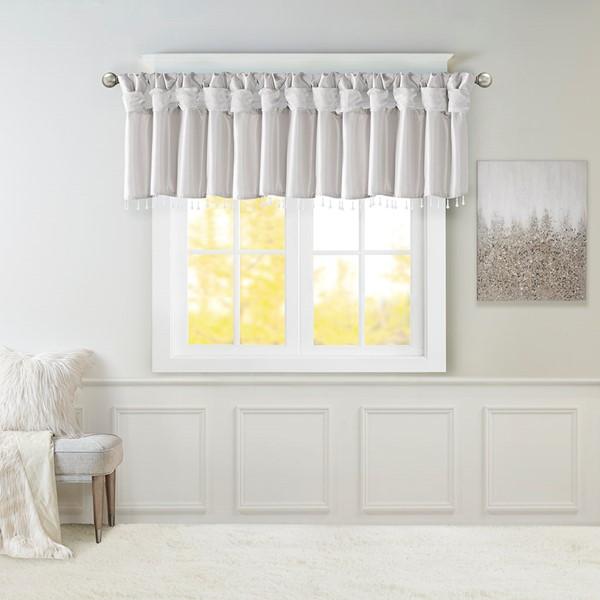 Madison Park Emilia Lightweight Faux Silk Valance With Beads MP41-6330 By Olliix