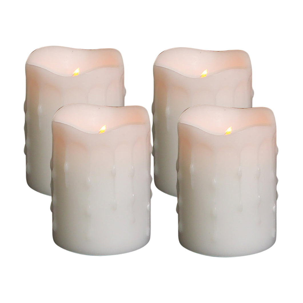 LED Dripping Wax Pillar Candles with Remote (Set of 4)