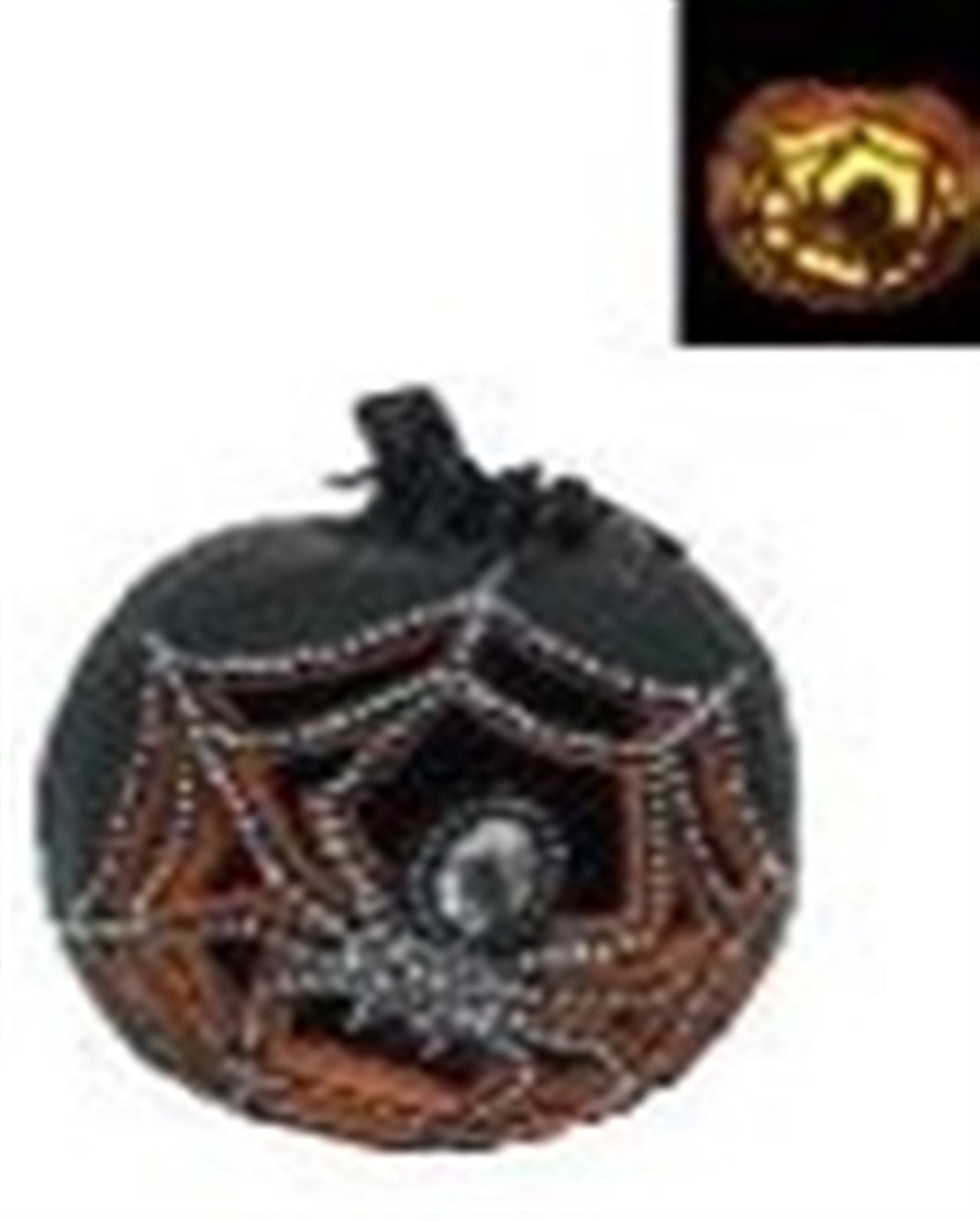 LED Lighted Halloween Pumpkin with Spider Cut Out 7.5