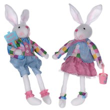 Load image into Gallery viewer, Plush Plaid Easter Rabbit Shelf Sitter (Set of 2)
