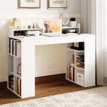 Load image into Gallery viewer, Office Computer Desk with Dual 3 Tier Bookshelf and Monitor Shelf-White
