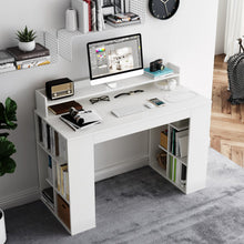Load image into Gallery viewer, Office Computer Desk with Dual 3 Tier Bookshelf and Monitor Shelf-White
