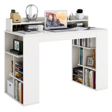 Load image into Gallery viewer, Office Computer Desk with Dual 3 Tier Bookshelf and Monitor Shelf-White
