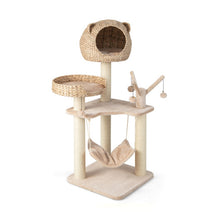 Load image into Gallery viewer, Multi-Level Cat Tree with Condo Hammock and Rotatable Hanging Balls-Natural
