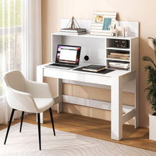 Load image into Gallery viewer, 48 Inch Writing Computer Desk with Anti-Tipping Kits and Cable Management Hole-White
