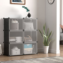 Load image into Gallery viewer, 12-Cube 48 Pairs Portable Shoe Shelves with Hook-Black
