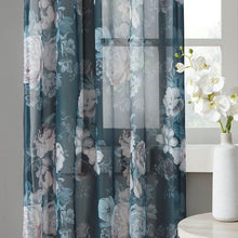 Load image into Gallery viewer, Madison Park Simone 100% Polyester Printed Floral Rod Pocket And Back Tab Voile Sheer- Navy MP40-6623 By Olliix
