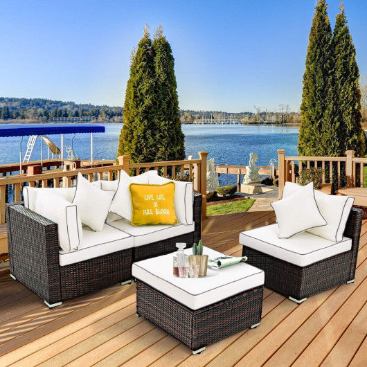 4 pcs Wicker Rattan Sofa Furniture Set