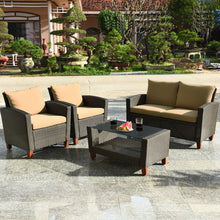 Load image into Gallery viewer, 4 Pieces Patio Rattan Furniture Set with Cushions
