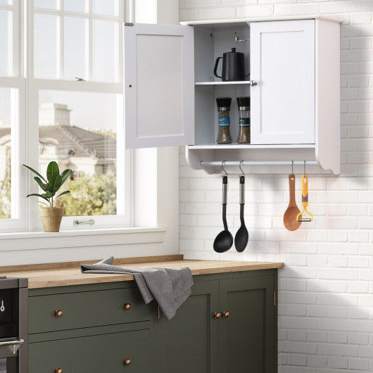 Wall Mounted Bathroom Storage Medicine Cabinet with Towel Bar-White