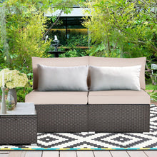 Load image into Gallery viewer, 2 Pieces Patio Rattan Armless Sofa Set with 2 Cushions and 2 Pillows-Brown
