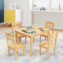 Load image into Gallery viewer, 5 pcs Kids Pine Wood Table Chair Set-Natural
