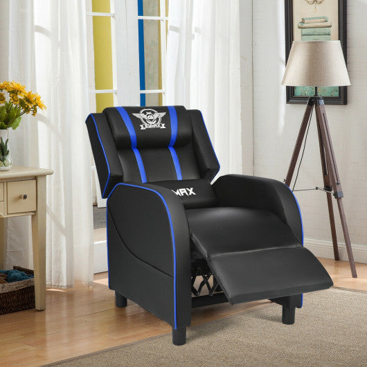 Massage Racing Gaming Single Recliner Chair-Blue