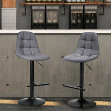 Load image into Gallery viewer, 2Pcs Adjustable Bar Stools Swivel Counter Height Linen Chairs -Gray
