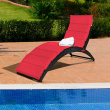 Load image into Gallery viewer, Folding Patio Rattan Portable Lounge Chair Chaise with Cushion-Red
