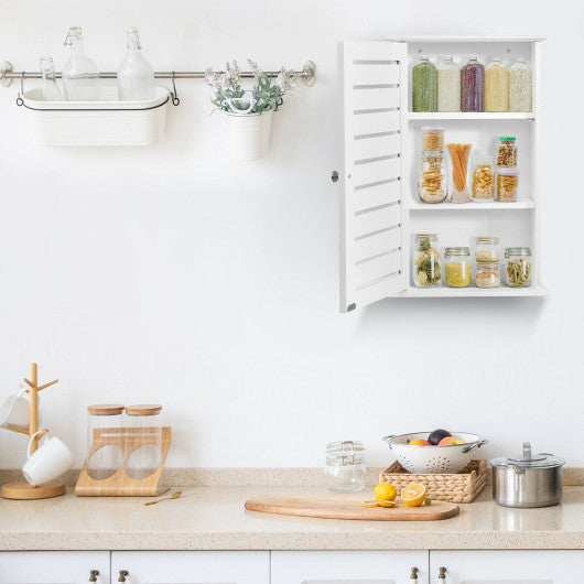 Wall Mount Medicine Cabinet Multifunction Storage Organizer-White