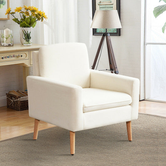 Modern Accent Arm Chair Upholstered Fabric Single Sofa -Beige