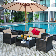 Load image into Gallery viewer, 4 Pieces Outdoor Rattan Furniture Set
