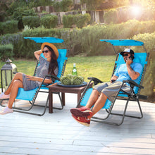 Load image into Gallery viewer, Folding Recliner Lounge Chair with Shade Canopy Cup Holder-Blue
