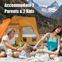 Load image into Gallery viewer, 3-4 Person Easy Pop Up Beach Tent UPF 50+ Portable Sun Shelter-Orange
