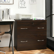 Load image into Gallery viewer, 2-Drawer File Cabinet with Lock Hinging Bar Letter and Legal Size-Coffee
