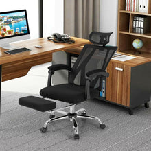 Load image into Gallery viewer, Ergonomic Recliner Mesh Office Chair with Adjustable Footrest-Black

