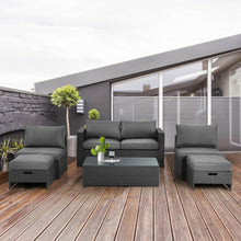 Load image into Gallery viewer, 6 Pieces Patio Rattan Furniture Set Space Saving Cushioned No Assembly-Gray
