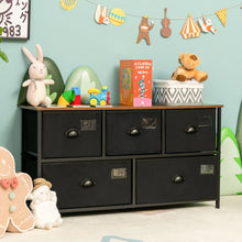 Load image into Gallery viewer, 5-Drawer Dresser Storage Organizer Chest Fabric Drawer with Labels-Black
