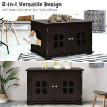 Load image into Gallery viewer, Large Wooden Cat Litter Box Enclosure Hidden Cat Washroom with Divider
