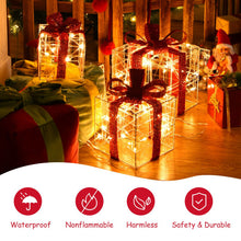 Load image into Gallery viewer, Set of 3 Christmas Lighted Gift Boxes Christmas Box Decorations with 60 LED Lights
