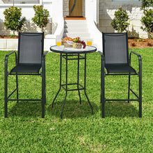 Load image into Gallery viewer, 3 Pieces Outdoor Patio Bar Table Stool Set-Black
