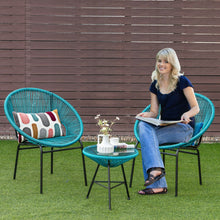 Load image into Gallery viewer, 3PCS Patio Acapulco Furniture Bistro Set with GlassTable-Turquoise
