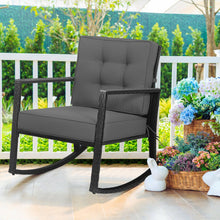 Load image into Gallery viewer, Patio Rattan Rocker Outdoor Glider Rocking Chair Cushion Lawn-Gray
